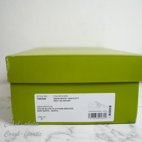 NIB Tory Burch Signature Color Block Platform Leather Sneaker Shoes in White/Red - Picture 10 of 10